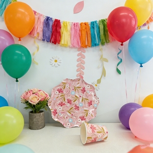 DAMAI - Juego de Vajilla Desechable de Papel con Diseño de Flores, Platos y Vasos para Fiestas, Suministros para Fiestas de Té y Bodas - Product Image 1