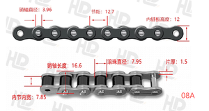 10 Fuß Rollenkette 2 Verbindungs glieder Metrischer Standard 428 # Verlängerung 08B für ketten getriebenen Schiebe tor öffner für Förderer - Product Image 3