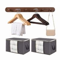 Porte-manteau mural en bois robuste et moderne – Organisateur de rangement gain de place pour vêtements dans le salon