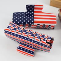 Pince à cheveux carrée solide de 10 cm en PVC avec drapeau du Jour de l'Indépendance pour femmes et filles, accessoire capillaire pour fêtes, vacances et coiffures quotidiennes