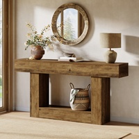 Table console longue de 63 pouces, style farmhouse à 2 niveaux, pour derrière le canapé, grande table étroite pour entrée ou salon