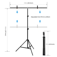 Offre Spéciale PULUZ 1x2m Support de Fond Photo en T pour Studio, Kit de Barre Transversale avec Pinces