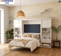 Lit mural Murphy vertical moderne et dissimulé, sur mesure, pliable, gain de place, taille Queen, en bois de pin, mobilier de maison
