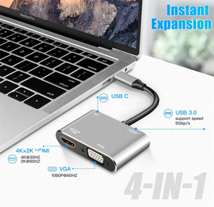 4 trong 1 <span class=keywords><strong>USB</strong></span> 3.0 HUB 5Gbps dữ liệu PD <span class=keywords><strong>VGA</strong></span> điện thoại di động để theo dõi Loại <span class=keywords><strong>C</strong></span> để HDMI 4K OTG Adapter Splitter cho máy tính xách tay - Product Image 2