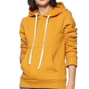 เสื้อฮู้ดแบบยูนิเซ็กซ์ สีเหลืองมัสตาร์ด ผ้าฝ้ายถัก สวมใส่สบายๆ สำหรับฤดูใบไม้ร่วง มีกระเป๋า ดีไซน์เรียบง่าย ทรงปกติ - Product Image 1