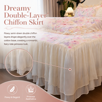 Ensemble de literie en coton pour chambre à coucher, 100% coton, à volants floraux à l'aquarelle à la française