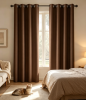 Rideaux de maison multi-usages de luxe modernes 100% polyester personnalisés, tissés à œillets, occultants, voilages, double couche, thermiques, anti-UV
