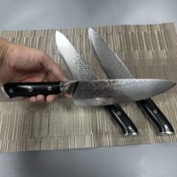 Couteau fait main en acier damas haut de gamme couteau de cuisine de chef coffret cadeau manche G10 couteau en acier VG10 présent