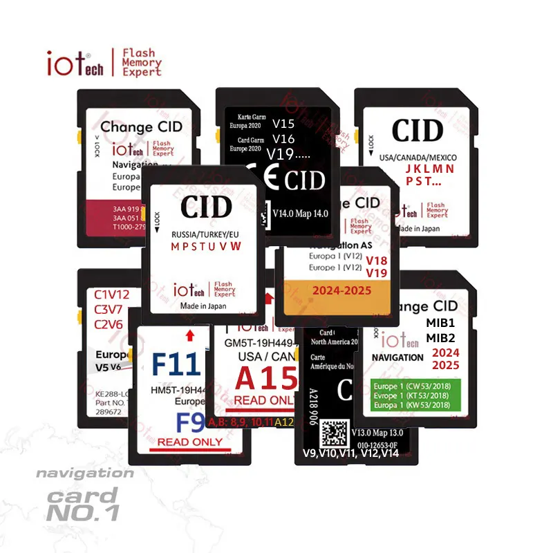 자동차 GPS 용 공장 OEM 카드 쓰기 CID 메모리 카드 연결 1 v12 C3V7 C2V6, 유럽 SD/TF 카드