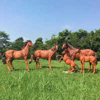 Jardin extérieur Paysage Grand Animal Simulation Réaliste À La Main Blanc Cheval Sculpture Fortune Cheval Zoo Décoration Ornement