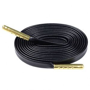 Cordones de Cuero de Oveja Planos de Lujo de 7 mm, Cordones Personalizados para Zapatillas y Botas con Agujetas Metálicas, Par de Cordones Premium - Product Image 1