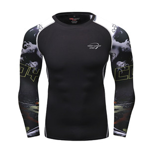 BJJ 래쉬가드 그래플링 웨어 MMA Jiu Jitsu No Gi UFC 셔츠 파이트웨어, 긴팔 압축 셔츠 - Product Image 5