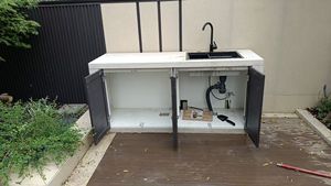 Îlot de cuisine extérieur moderne en alliage d'aluminium avec évier, autoportant, double porte, design écologique, 5+ tiroirs, finition ultra brillante pour - Product Image 4