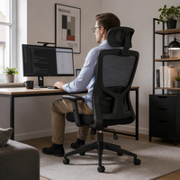 Chaise de bureau ergonomique moderne en maille importée personnalisée avec appui-tête réglable, inclinable, livraison directe, soutien lombaire