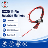 Harnais double branche OEM personnalisé GX20 14 broches en métal pour aviation JST XH |   PVC |   250V Nominalement homologués |   Test de continuité à 100 % |   Rouge+Noir 600mm |