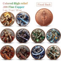 Pièce de monnaie en cuivre pur 999 de 5 oz, série Armure Médiévale de dessin animé, couleur en relief UV 3D, édition de collection