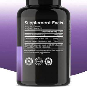 Pastillas de <span class=keywords><strong>5</strong></span>-hidroxitriptófano para relajación vegana y soporte del estado de ánimo OEM de etiqueta privada, suplemento de cápsulas Halal 5HTP con L-teanina - Product Image 2