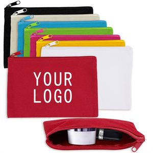Eco Friendly Blank Organic Cotton <b>Canvas</b> <b>Plain</b> Travel Zipper Makeup Bag Cosmetic With Custom Logo for Ladies - Product Image 6