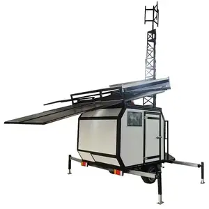 6M 10M 16M 30m bò di động trên bánh xe nặng Trailer thông tin liên lạc Telescopic mast thép ống tháp