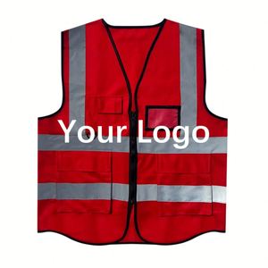 Gilet de sécurité personnalisé en polyester pour géomètre, cycliste, ou coureur, noir, réfléchissant, avec logo imprimé, pour impression par machine - Product Image 2
