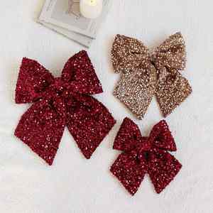 New Arrival Luxury Fabric Christmas Bow Sequins Flashing Sparkling Xmas <b>Tree</b> <b>Topper</b> Pendant High-End Holiday Decoration Props - Product Image 2