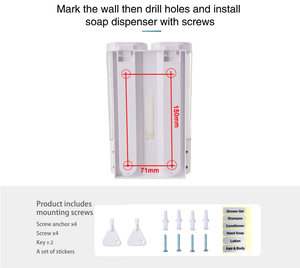 Magica <span class=keywords><strong>ventosa</strong></span> 300ml * 2 bagno montaggio a parete doppio <span class=keywords><strong>sapone</strong></span> liquido <span class=keywords><strong>Dispenser</strong></span> mano macchina per lavare le mani - Product Image 5
