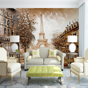 Peinture <span class=keywords><strong>à</strong></span> l'huile moderne de la Tour Eiffel de Paris, murale 3D en <span class=keywords><strong>soie</strong></span> imperméable autocollante pour appartement, salle de bain, café, maison - Product Image 5
