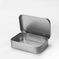 Boîte en étain rectangulaire à charnières de petite taille 95*60*22mm, conteneurs de stockage pour clés USB, boîtes en étain recyclables de qualité alimentaire pour cigarettes
