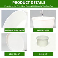 Gobelet en papier jetable à paroi simple, imperméable, de qualité alimentaire, pour crème glacée, avec couvercle, logo personnalisé, écologique et biodégradable