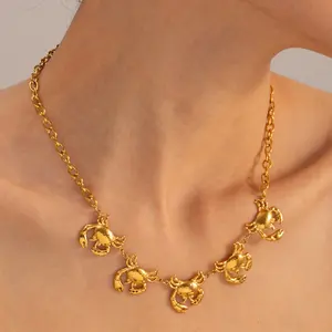 MAIOU Set kalung anting-anting baja tahan karat 18k, kalung gaya liburan desainer