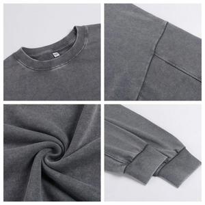 Wholesale Vintage Solid Oversized Sweatshirts Custom Logo Heavy Weight Street Wear Washed Sweatshirts Drop Shoulder Sweatshirts - Product Image 4