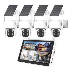 Sistema de Cámara NVR de 4 Canales con Pantalla LCD de 12 Pulgadas, WiFi, Solar, PTZ, IP66, CMOS, H.265, Visión Nocturna, para Exteriores, con Ranura para Tarjeta Micro SD, OEM - Product Image 1
