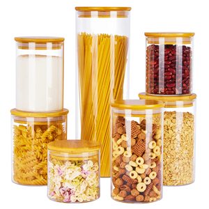 Transparent Stackable Airtight Food Storage Cans Microwaveable Glass Food Tempered Glass Lids for Kitchen Organization - Product Image 1