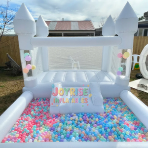 New Design 5.5x3m <strong>White</strong> <strong>Inflatable</strong> Castle with Mini <strong>Slide</strong> Ball Pit &amp; <strong>Floating</strong> Balloons Bouncy Bubble House - Product Image 3