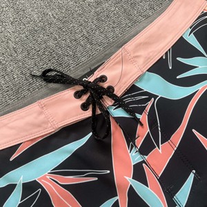 Men's Quick Dry Board Shorts Floral Print Drawstring Waist <b>Mid</b> Length Casual Swimwear with Pockets - Product Image 3