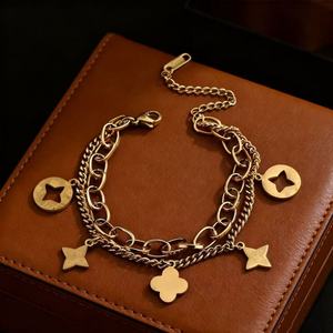 Bracelets et breloques de créateur en acier inoxydable 316L, résistants au ternissement et imperméables, plaqués or 14K 18K, pour la vente en gros - Product Image 1