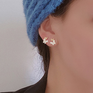 Boucles d'oreilles clous papillon brillantes en argent sterling S925 CANNER, bijoux élégants pour mariage et fête, petites boucles d'oreilles papillon mignonnes, cadeau - Product Image 6