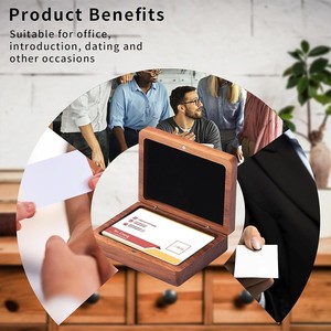 Caja para tarjetas de visita de madera maciza de nogal negro, tarjetero portátil de madera, grabado personalizable para oficina y citas - Product Image 1