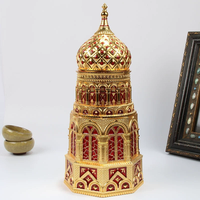 Grand pot de rangement en métal en forme de dôme d'église, boîte à thé scellée, ornement artisanal en émail, figurine décorative pour la maison