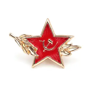 Linda Herren U-Emaille-Nadel individuelles Design sowjetischer Red Star Scythe Hammer Broche Kalter Krieg Schmuck Geschenk Revers-Nadel