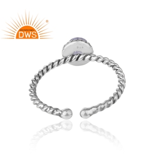 Natural Iolite Gemstone Bezel Setting <b>Ring</b> <b>Indian</b> Handmade 925 Sterling Silver Antique Oxidized Vintage Party Jewelry - Product Image 4