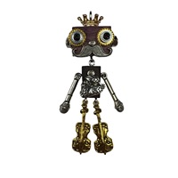 Pendentifs en alliage de robot punk haut de gamme faits à la main Zodiac, sangles de téléphone, porte-clés en bois
