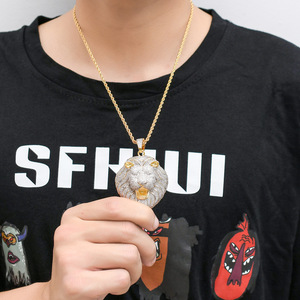 <span class=keywords><strong>Collana</strong></span> con Pendente a Forma di Testa di <span class=keywords><strong>Leone</strong></span> in Stile Hip Hop BES, Gioiello con Zirconi Cubici 5A per Uomo - Product Image 3