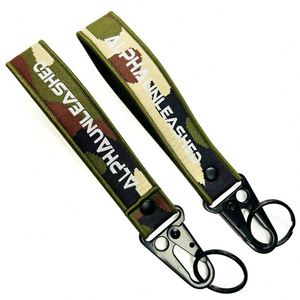 <b>Custom</b> Woven Fabric Short Carabiner Keychain Clip Ring Hook Strap Wrist Lanyard Car Motorcycle <b>Key</b> Chain With Logo - Product Image 1