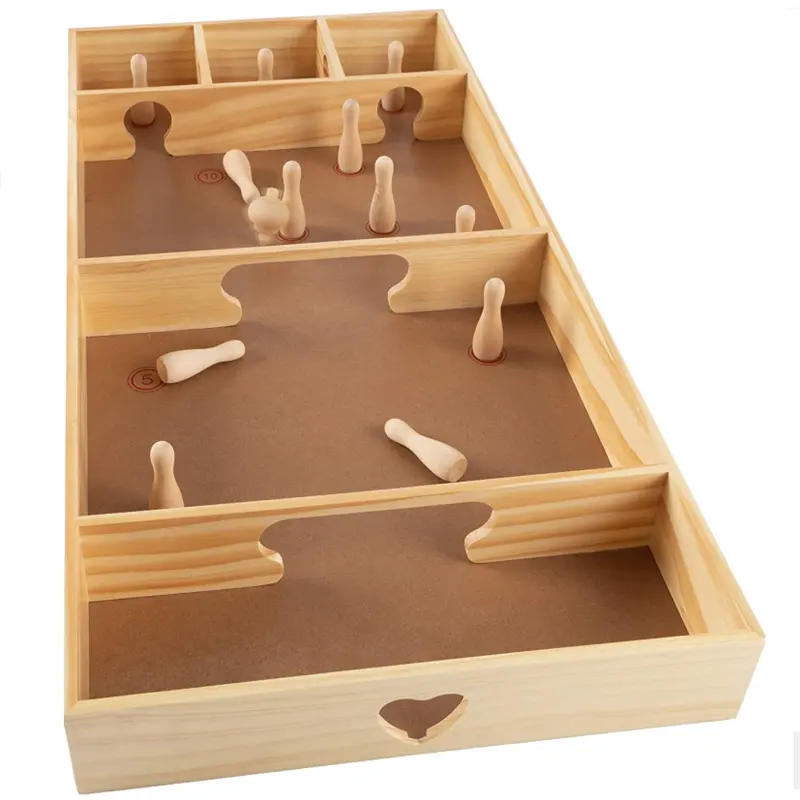 Personalizado mejor venta para niños entretenimiento familia juguete juego campeón de madera compacto de mesa bolos juego