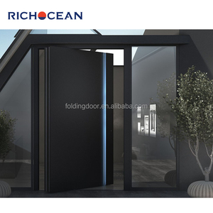<span class=keywords><strong>Porte</strong></span> d'entrée extérieure en aluminium de sécurité pivotante de style américain moderne Richocean avec serrure intelligente - Product Image 2