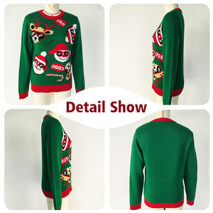 Vendita calda inverno natale lungo Pullover in <span class=keywords><strong>maglia</strong></span> Jacquard Casual caldo maglioni in misto cotone con stampa glitterata - Product Image 4