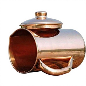Pichet en cuivre martelé vintage avec poignée en laiton, capacité 1,7 L, écologique, durable, fait main, logo personnalisé, carafe à boisson pour mariage - Product Image 3
