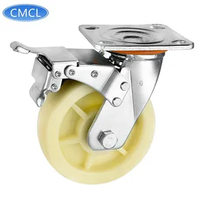 CMCL 트롤리 휠 회전 브레이크 6 헤비 듀티 나일론 산업 5 인치 캐스터 휠