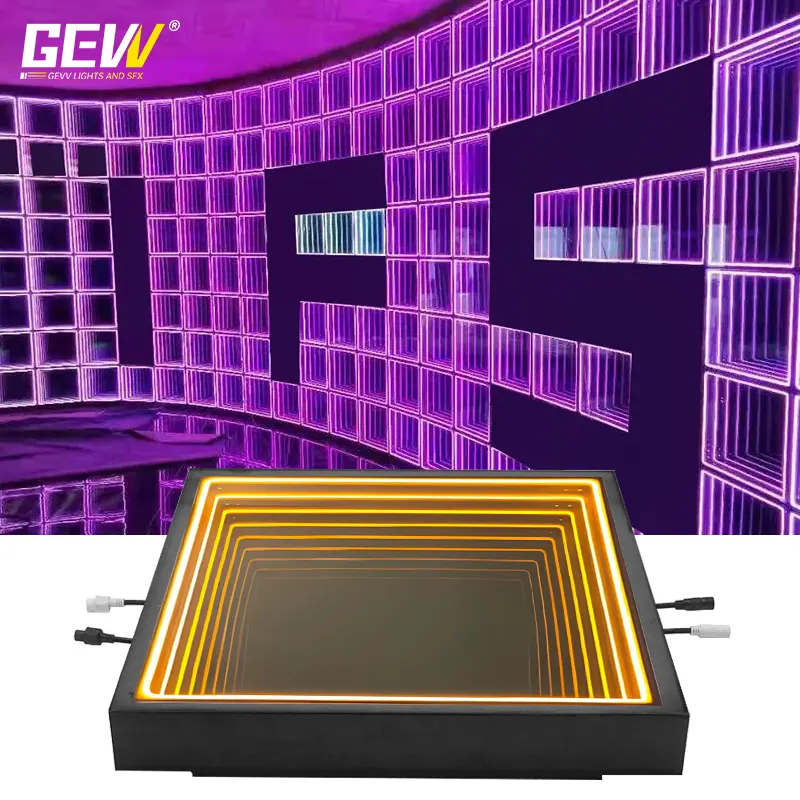 GEVV luz de fondo LED interactiva sensible a la presión espejo 3D pista de baile de neón para fiesta disco DJ